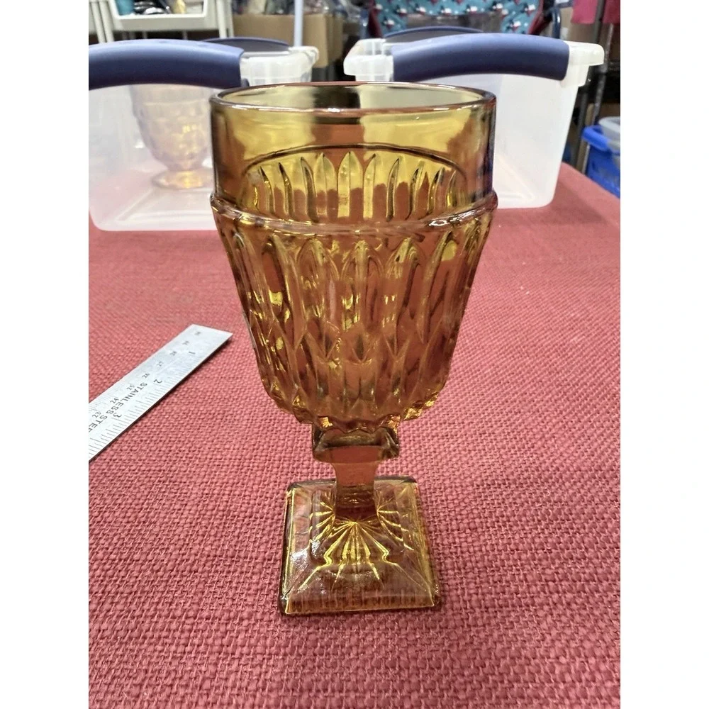 Indiana Glass MT VERNON‎ Amber Water Goblet Stem 6